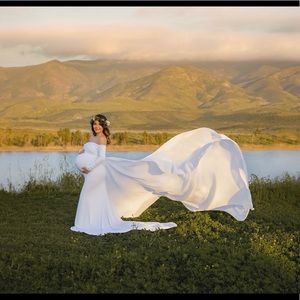 White Maternity Shoot Dress